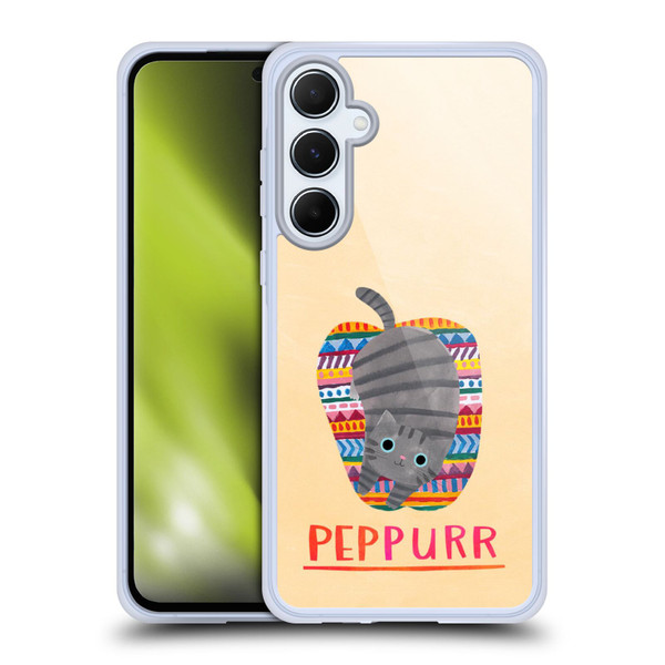 Planet Cat Puns Peppur Soft Gel Case for Samsung Galaxy A55 5G