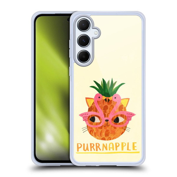 Planet Cat Puns Purrnapple Soft Gel Case for Samsung Galaxy A55 5G