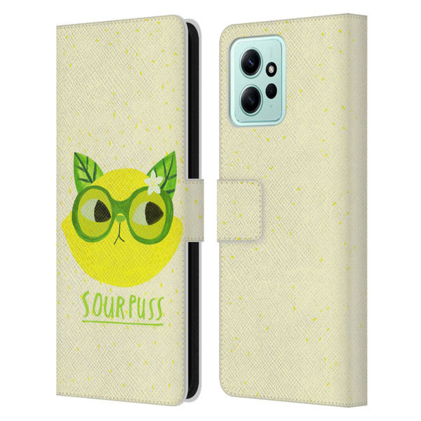 Planet Cat Puns Sour Puss Leather Book Wallet Case Cover For Xiaomi Redmi 12