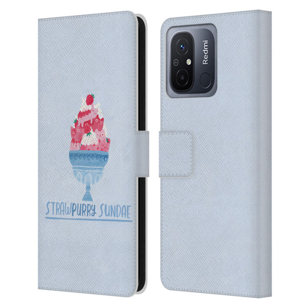 Planet Cat Puns Strawpurry Sundae Leather Book Wallet Case Cover For Xiaomi Redmi 12C