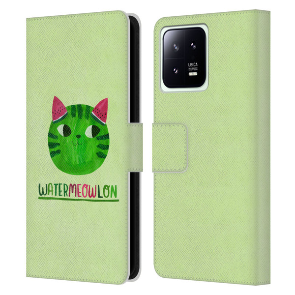 Planet Cat Puns Watermeowlon Leather Book Wallet Case Cover For Xiaomi 13 5G