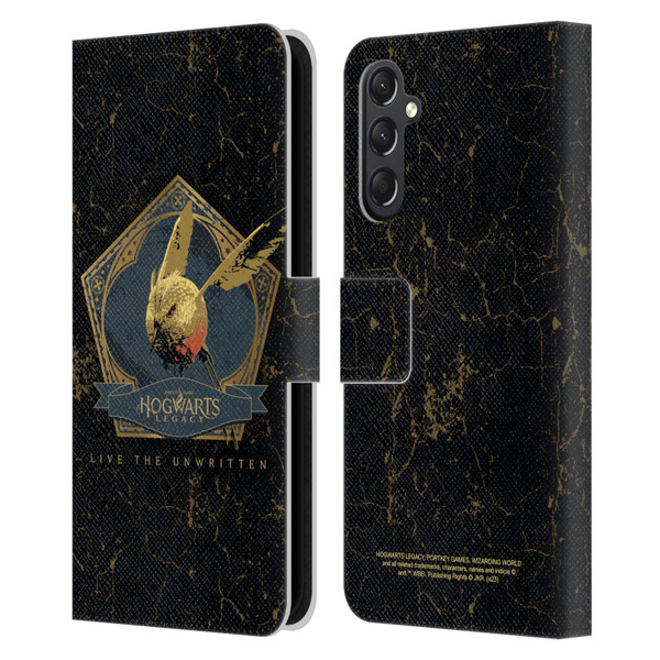 Hogwarts Legacy Graphics Golden Snidget Leather Book Wallet Case Cover For Samsung Galaxy A24 4G / M34 5G
