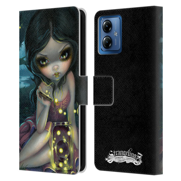 Strangeling Art Fireflies in Summer Leather Book Wallet Case Cover For Motorola Moto G14