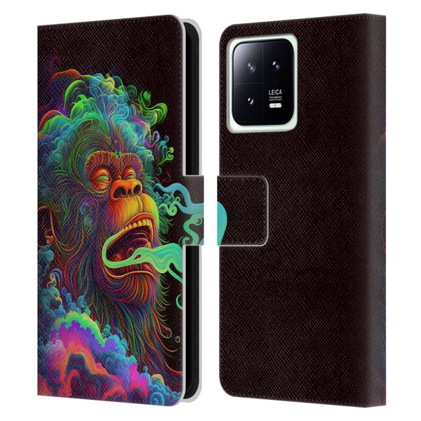 Wumples Cosmic Animals Clouded Monkey Leather Book Wallet Case Cover For Xiaomi 13 5G