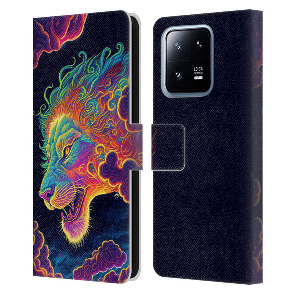 Wumples Cosmic Animals Clouded Lion Leather Book Wallet Case Cover For Xiaomi 13 Pro 5G