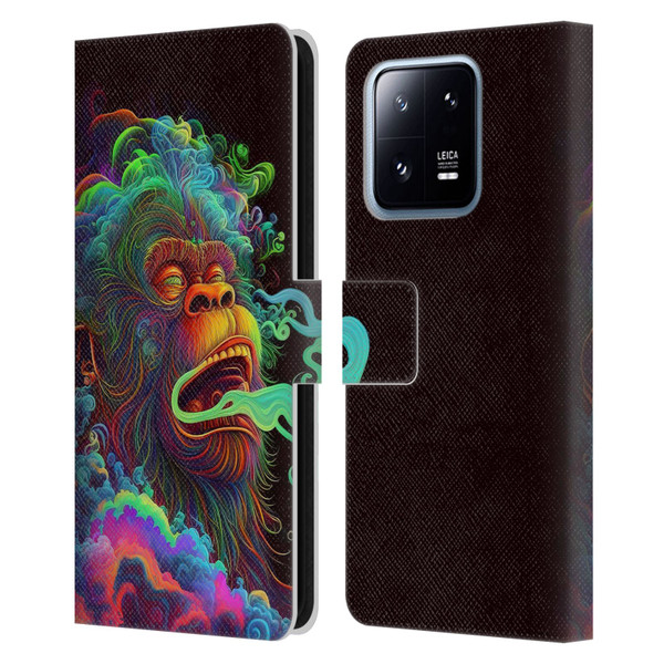 Wumples Cosmic Animals Clouded Monkey Leather Book Wallet Case Cover For Xiaomi 13 Pro 5G