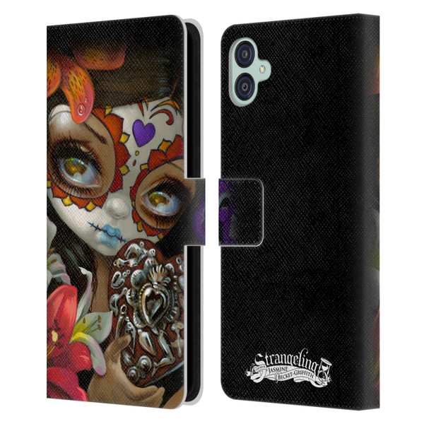 Strangeling Art Day of Dead Heart Charm Leather Book Wallet Case Cover For Samsung Galaxy M04 5G / A04e