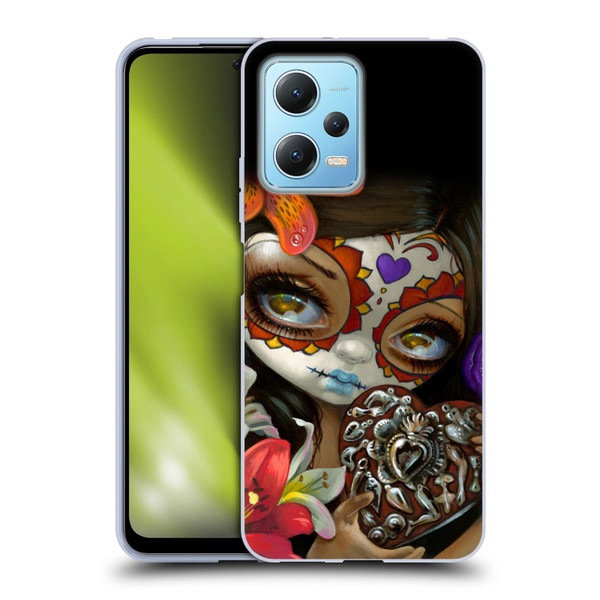 Strangeling Art Day of Dead Heart Charm Soft Gel Case for Xiaomi Redmi Note 12 5G