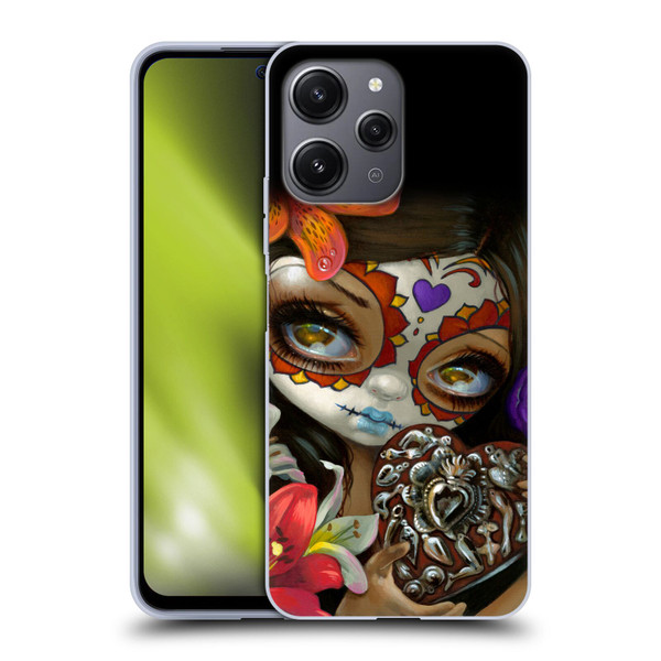 Strangeling Art Day of Dead Heart Charm Soft Gel Case for Xiaomi Redmi 12