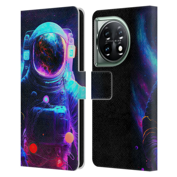 Wumples Cosmic Arts Astronaut Leather Book Wallet Case Cover For OnePlus 11 5G