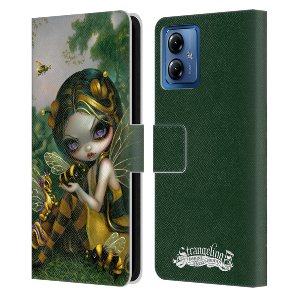 Strangeling Dragon Bee Fairy Leather Book Wallet Case Cover For Motorola Moto G14