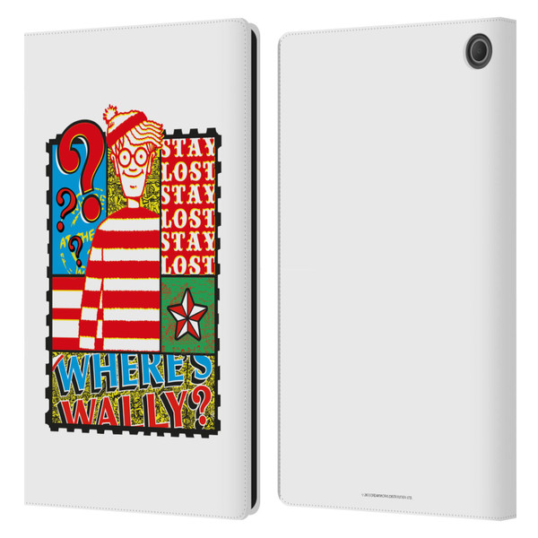 Where's Wally? Graphics Stay Lost Leather Book Wallet Case Cover For Amazon Fire Max 11 2023