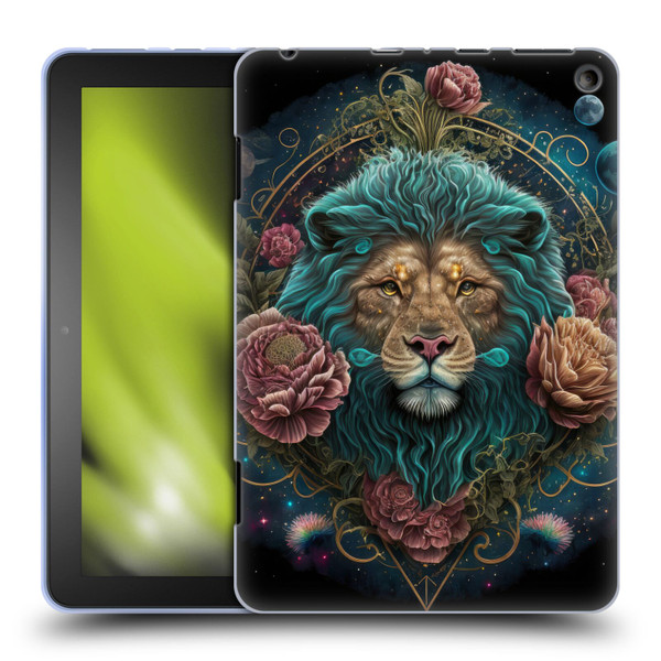 Spacescapes Floral Lions Aqua Mane Soft Gel Case for Amazon Fire HD 8/Fire HD 8 Plus 2020