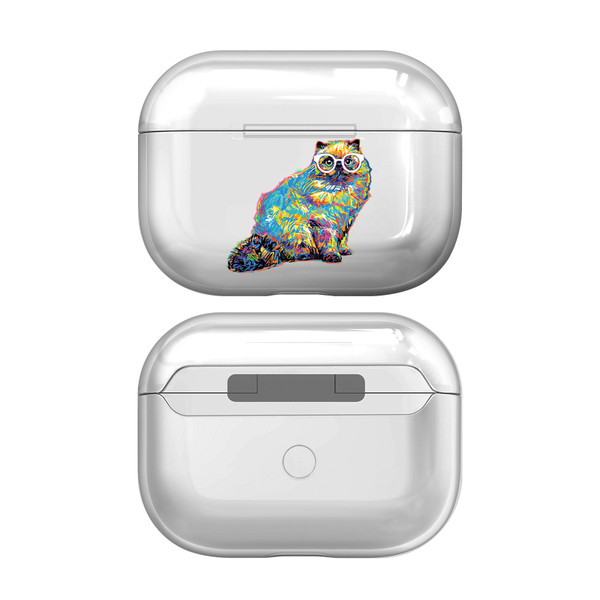 P.D. Moreno Cats Multicolor Cat With Eyeglasses Clear Hard Crystal Cover Case for Apple AirPods Pro 2 Charging Case