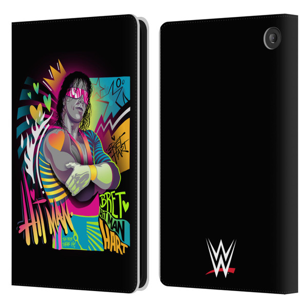 WWE Bret Hart Neon Art Leather Book Wallet Case Cover For Amazon Fire 7 2022