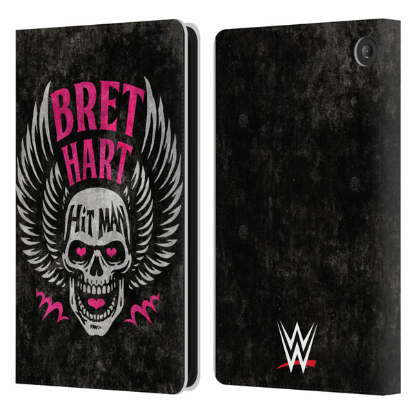 WWE Bret Hart Hitman Skull Leather Book Wallet Case Cover For Amazon Fire 7 2022