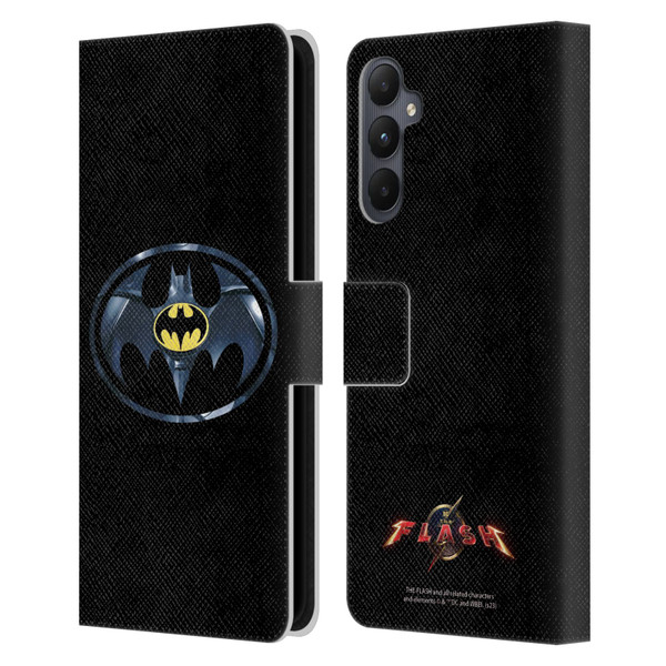 The Flash 2023 Graphics Black Batman Logo Leather Book Wallet Case Cover For Samsung Galaxy A05s