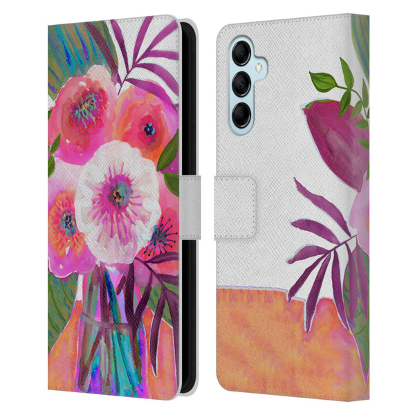 Suzanne Allard Floral Graphics Sunrise Bouquet Purples Leather Book Wallet Case Cover For Samsung Galaxy M14 5G