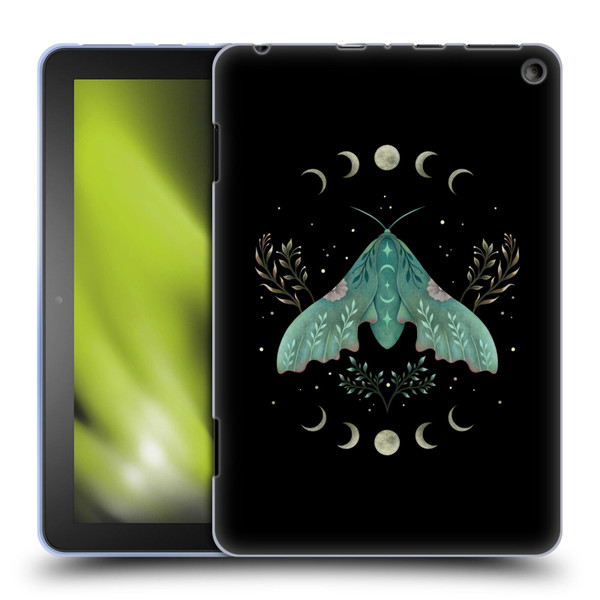 Episodic Drawing Illustration Animals Moon & Moth Soft Gel Case for Amazon Fire HD 8/Fire HD 8 Plus 2020