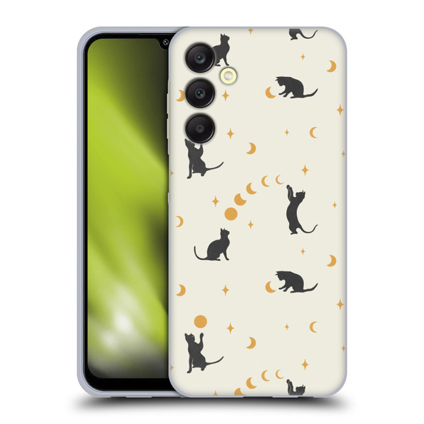 Episodic Drawing Pattern Cat And Moon Soft Gel Case for Samsung Galaxy A25 5G