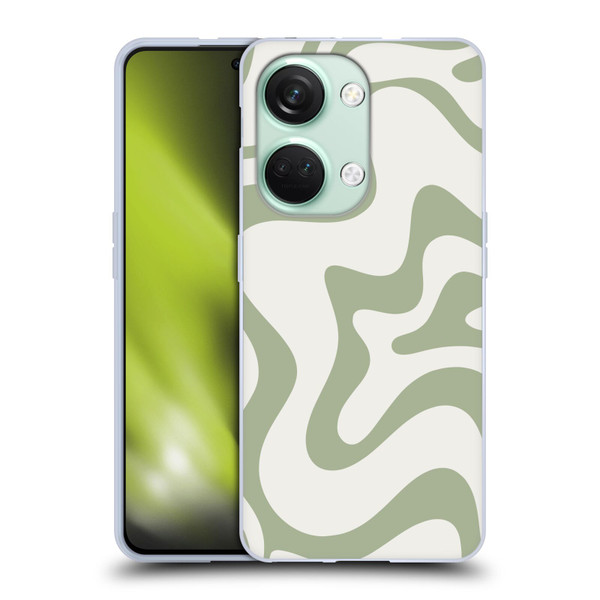 Kierkegaard Design Studio Art Retro Liquid Swirl Sage Green Soft Gel Case for OnePlus Nord 3 5G