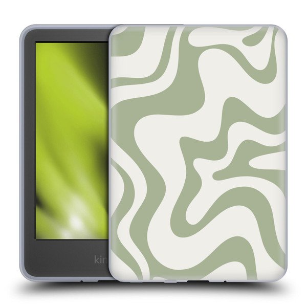 Kierkegaard Design Studio Art Retro Liquid Swirl Sage Green Soft Gel Case for Amazon Kindle 11th Gen 6in 2022