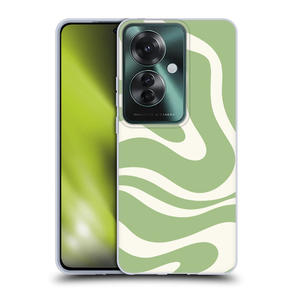 Kierkegaard Design Studio Art Modern Liquid Swirl in Sage Soft Gel Case for OPPO Reno11 F 5G / F25 Pro 5G