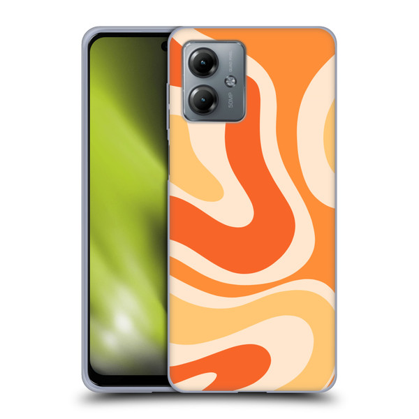 Kierkegaard Design Studio Retro Abstract Patterns Modern Orange Tangerine Swirl Soft Gel Case for Motorola Moto G14