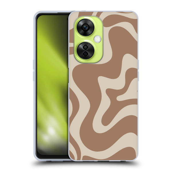 Kierkegaard Design Studio Retro Abstract Patterns Milk Brown Beige Swirl Soft Gel Case for OnePlus Nord CE 3 Lite 5G