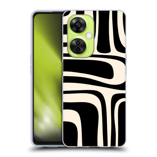 Kierkegaard Design Studio Retro Abstract Patterns Palm Springs Black Cream Soft Gel Case for OnePlus Nord CE 3 Lite 5G
