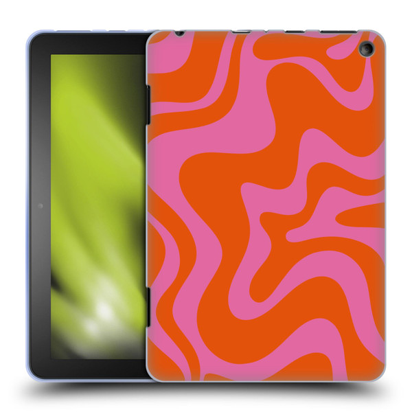 Kierkegaard Design Studio Retro Abstract Patterns Hot Pink Orange Swirl Soft Gel Case for Amazon Fire HD 8/Fire HD 8 Plus 2020