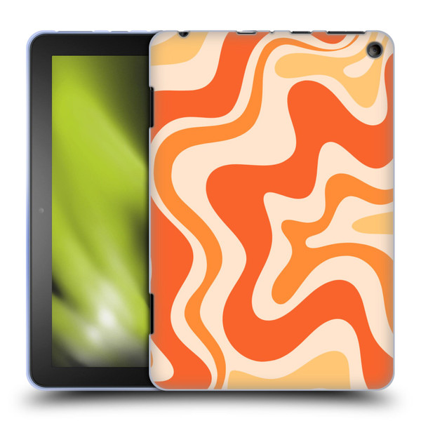 Kierkegaard Design Studio Retro Abstract Patterns Tangerine Orange Tone Soft Gel Case for Amazon Fire HD 8/Fire HD 8 Plus 2020