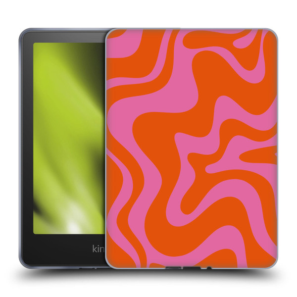 Kierkegaard Design Studio Retro Abstract Patterns Hot Pink Orange Swirl Soft Gel Case for Amazon Kindle Paperwhite 5 (2021)