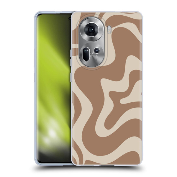 Kierkegaard Design Studio Retro Abstract Patterns Milk Brown Beige Swirl Soft Gel Case for OPPO Reno11