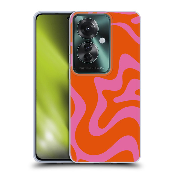 Kierkegaard Design Studio Retro Abstract Patterns Hot Pink Orange Swirl Soft Gel Case for OPPO Reno11 F 5G / F25 Pro 5G