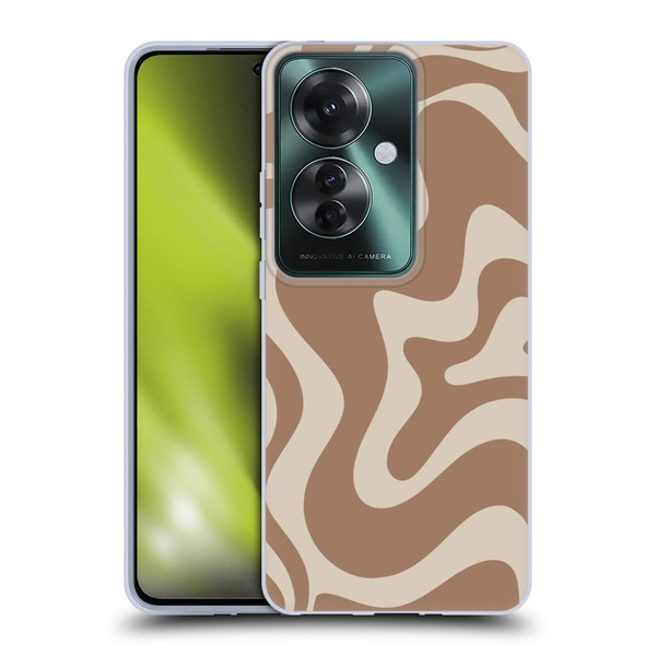 Kierkegaard Design Studio Retro Abstract Patterns Milk Brown Beige Swirl Soft Gel Case for OPPO Reno11 F 5G / F25 Pro 5G