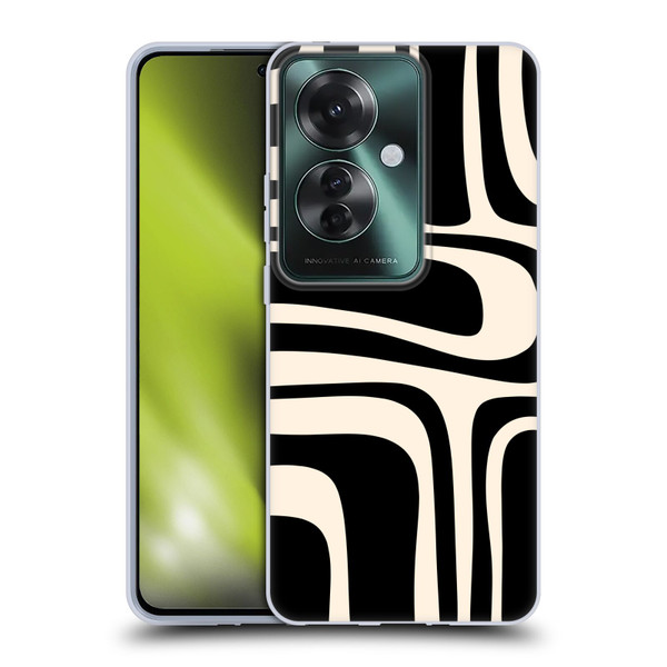 Kierkegaard Design Studio Retro Abstract Patterns Palm Springs Black Cream Soft Gel Case for OPPO Reno11 F 5G / F25 Pro 5G