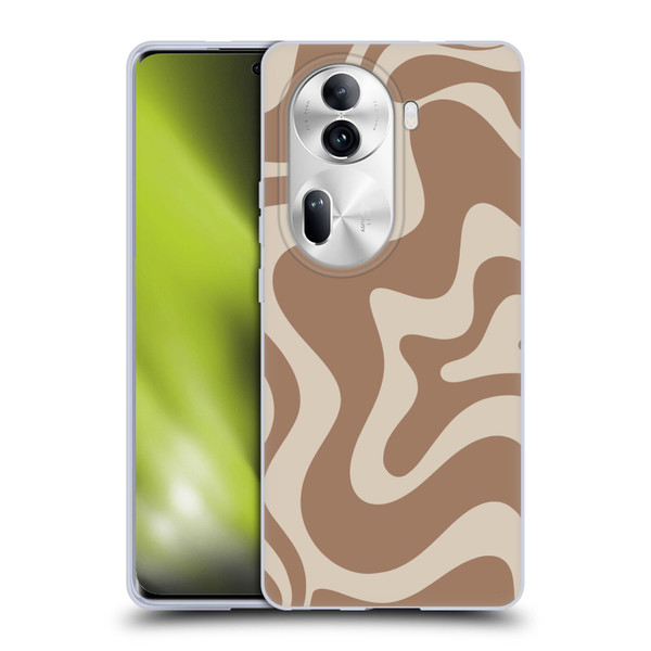 Kierkegaard Design Studio Retro Abstract Patterns Milk Brown Beige Swirl Soft Gel Case for OPPO Reno11 Pro