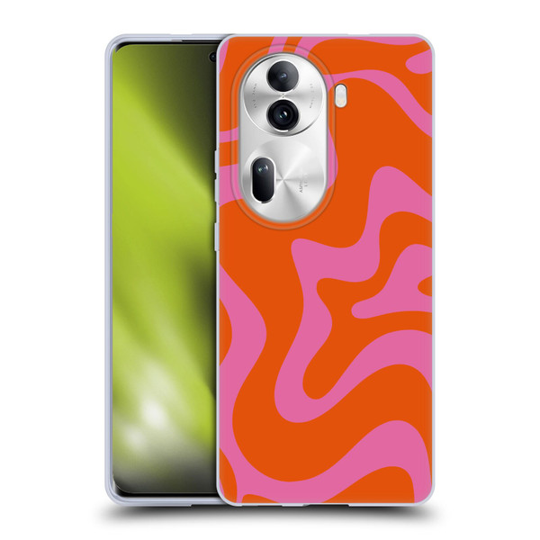 Kierkegaard Design Studio Retro Abstract Patterns Hot Pink Orange Swirl Soft Gel Case for OPPO Reno11 Pro