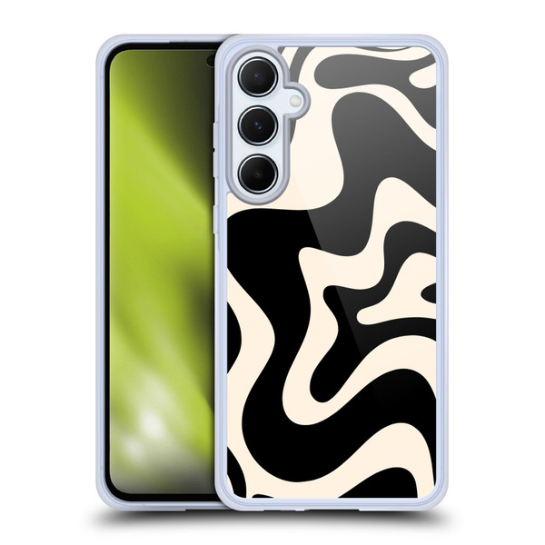 Kierkegaard Design Studio Retro Abstract Patterns Black Almond Cream Swirl Soft Gel Case for Samsung Galaxy A55 5G