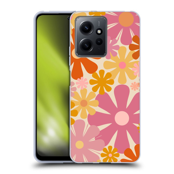 Kierkegaard Design Studio Retro Abstract Patterns Pink Orange Thulian Flowers Soft Gel Case for Xiaomi Redmi Note 12 4G