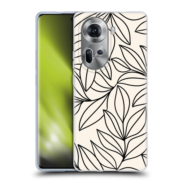 Gabriela Thomeu Floral Black And White Leaves Soft Gel Case for OPPO Reno11