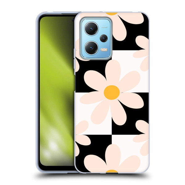 Gabriela Thomeu Retro Black & White Checkered Daisies Soft Gel Case for Xiaomi Redmi Note 12 5G