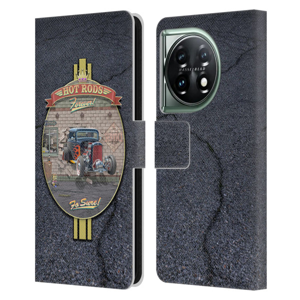 Larry Grossman Retro Collection Hot Rods Forever Leather Book Wallet Case Cover For OnePlus 11 5G