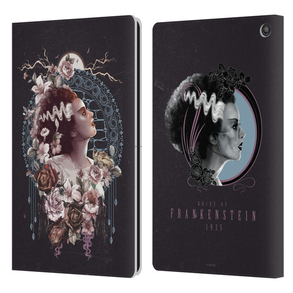 Universal Monsters The Bride Of Frankenstein Portrait Leather Book Wallet Case Cover For Amazon Fire HD 10 / Plus 2021