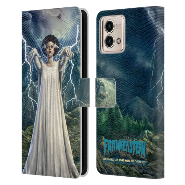 Universal Monsters The Bride Of Frankenstein But Can She Love? Leather Book Wallet Case Cover For Motorola Moto G Stylus 5G 2023