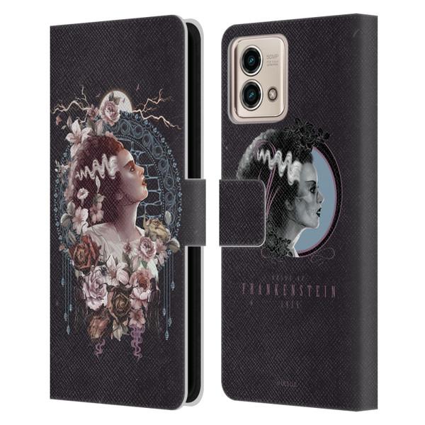 Universal Monsters The Bride Of Frankenstein Portrait Leather Book Wallet Case Cover For Motorola Moto G Stylus 5G 2023