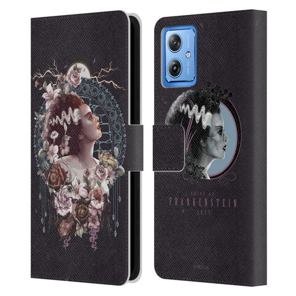 Universal Monsters The Bride Of Frankenstein Portrait Leather Book Wallet Case Cover For Motorola Moto G54 5G