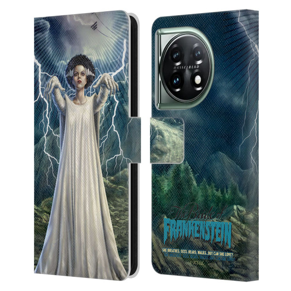 Universal Monsters The Bride Of Frankenstein But Can She Love? Leather Book Wallet Case Cover For OnePlus 11 5G