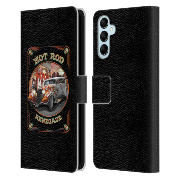 Larry Grossman Retro Collection Hot Rod Renegade Leather Book Wallet Case Cover For Samsung Galaxy M14 5G